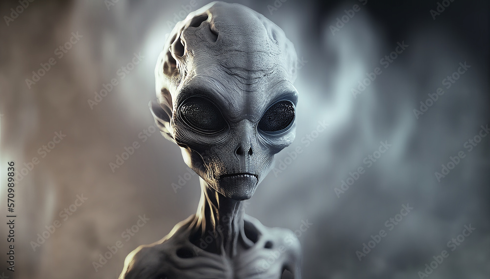Angry alien. Portrait of an alien on a dark background. Stock ...