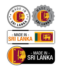 Set of Made in Srilanka labels, logo, Srilanka Flag, Srilanka Product Emblem