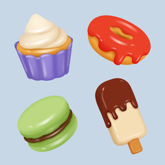 Wall Mural - sweet food. plasticine delicious products tasty cakes dessert decent vector pastries realistic rende
