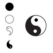 Yin and yang together and separate symbols on white background 