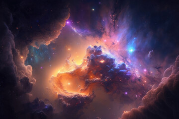 Colorful view of the universe, nebula and milky way. Generative AI