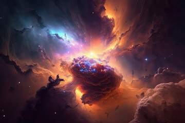 Wall Mural - Colorful view of the universe, nebula and milky way. Generative AI