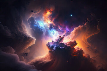 Wall Mural - Colorful view of the universe, nebula and milky way. Generative AI
