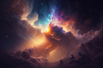 Wall Mural - Colorful view of the universe, nebula and milky way. Generative AI