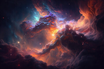 Colorful view of the universe, nebula and milky way. Generative AI