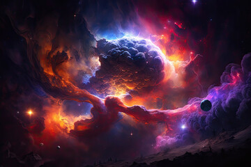 Wall Mural - Colorful view of the universe, nebula and milky way. Generative AI