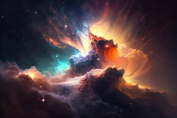 Colorful view of the universe, nebula and milky way. Generative AI