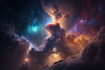 Wall Mural - Colorful view of the universe, nebula and milky way. Generative AI