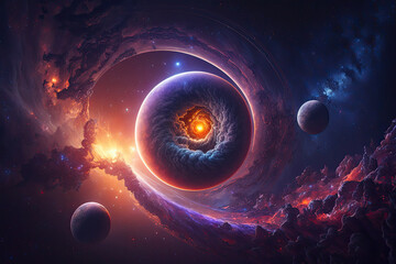 Wall Mural - Colorful view of the universe, nebula and milky way. Generative AI