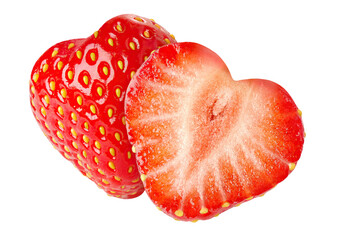 Wall Mural - Heart-shaped strawberry halves cut out