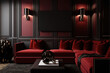 Luxury lounge design ideas with wall panelling in red and black