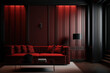 Luxury lounge design ideas with wall panelling in red and black