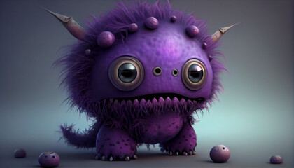 Wall Mural - Cute purple little monster, generative ai