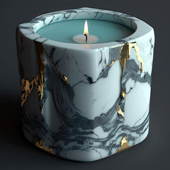 Canvas Print - grey, howlite candle. Generative AI image.