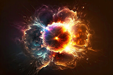 Wall Mural - power of universal explosion in form of energy and cosmic fire background digital illustration, generative ai