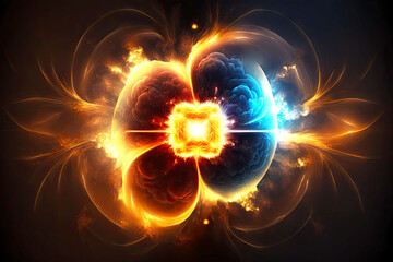 Wall Mural - power of universal explosion in form of energy and cosmic fire background digital illustration, generative ai