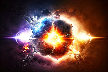 Wall Mural - power of universal explosion in form of energy and cosmic fire background digital illustration, generative ai