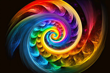 Wall Mural - rainbow energy of the universe flowing in spiral pattern, generative ai