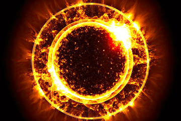 Wall Mural - energy of the universe in form of glowing solar circle isolated on white background, generative ai
