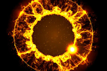 Wall Mural - energy of the universe in form of glowing solar circle isolated on white background, generative ai