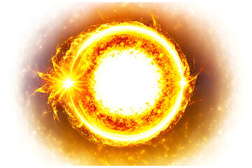Wall Mural - energy of the universe in form of glowing solar circle isolated on white background, generative ai