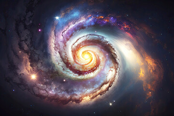 Wall Mural - spiral galaxy in space symbolizing energy of the universe, generative ai
