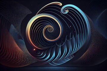 Wall Mural - 3d modern futuristic digital technology background, line wave spiral motion, cyber space, effect abs