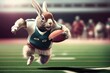 Bunny Football Quarterback Running Fast Generative AI