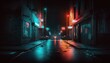© QuietWord - dark road with nobody at midnight time, idea for background backdrop, wallpaper, Generative Ai