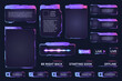 Game stream panels. Twitch streaming overlay frames for gamers leaderboard, hud glowing digital screen template gui online interface futuristic cyber buttons ui vector illustration