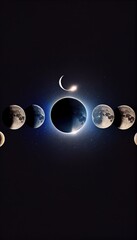Wall Mural - moon phases on dark space and galaxy astrology or astronomy background. magic and witch concept.