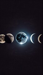 Wall Mural - moon phases on dark space and galaxy astrology or astronomy background. magic and witch concept.