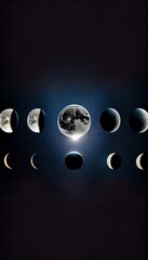 Wall Mural - moon phases on dark space and galaxy astrology or astronomy background. magic and witch concept.