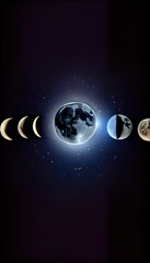 Wall Mural - moon phases on dark space and galaxy astrology or astronomy background. magic and witch concept.