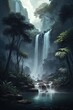 Waterfall forest nature tropical background jungle wallpaper