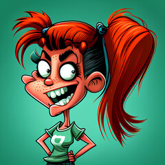 Canvas Print - Angry cartoon girl character