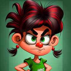 Canvas Print - Angry cartoon girl character