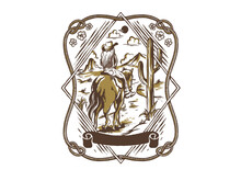 Cowgirls Illustration Wild Design Rodeo Badge Horse Vintage T Shirt