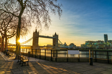 Poster - Tower Bridge at sunrise in London. England