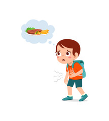 Wall Mural - little kid go to school skip breakfast and feel hungry