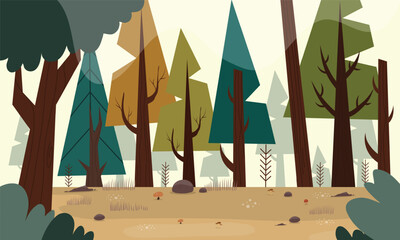 Panoramic nature landscape illustration vector background for nature ecology environment event