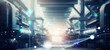 © metamorworks - Futuristic automobile factory and communication network concept. Industrial internet of things. IIoT. Wide angle visual for banners or advertisements.