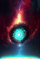 Wall Mural - outer space portal nebula with generative ai