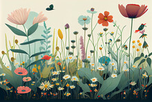 Illustration Of A Flower Meadow In Spring