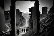 © nishihata - The ruins of a city after an earthquake people wandering, terremoto, pray turkey, GENERATIVE AI