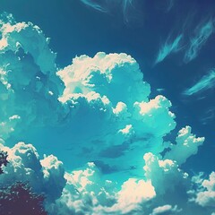 Wall Mural - fluffy blue sky with Generative AI