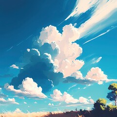 Wall Mural - fluffy blue sky with Generative AI