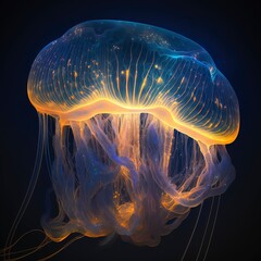 Wall Mural - giant glowing space jellyfish with generative ai