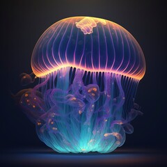 Wall Mural - giant glowing space jellyfish with generative ai