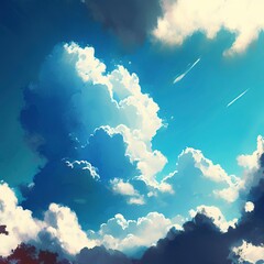 Wall Mural - fluffy blue sky with Generative AI